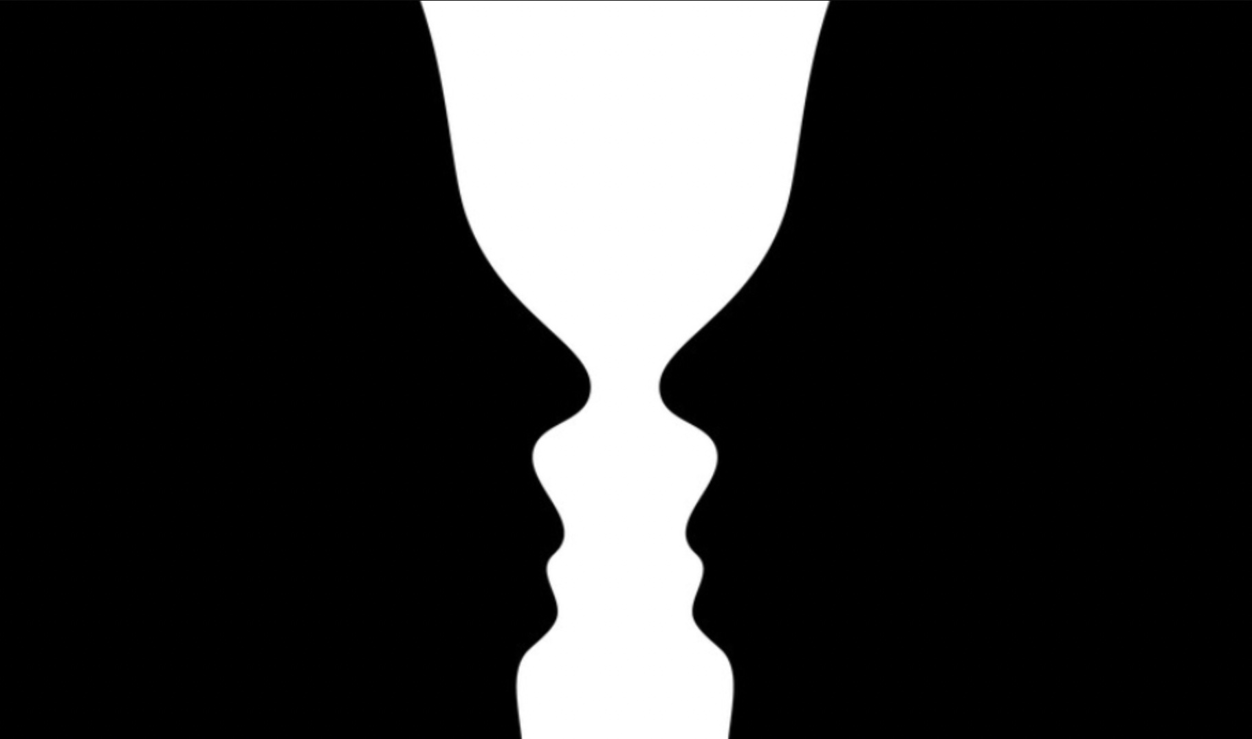 Outline of two people's side profiles linked to perception
